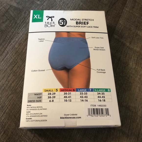 Black Bow Ladies' High Waist Brief, 5-pack - Picture 9 of 13